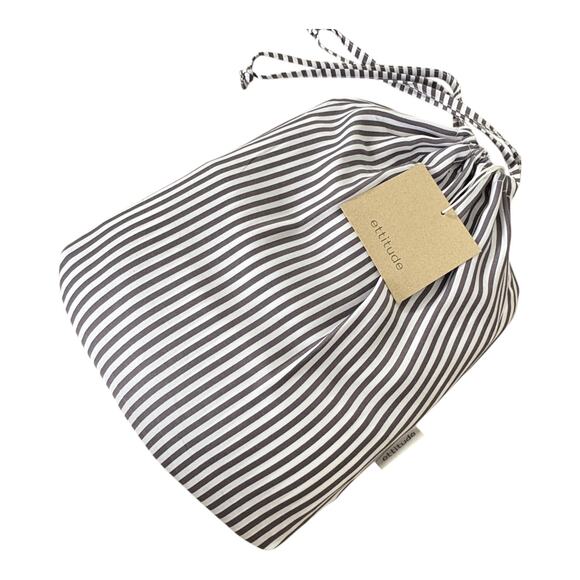 Ettitude Queen Flat Sheet Slate Stripes Bamboo Lyocell Organic Cotton Sateen NWT - Picture 3 of 6